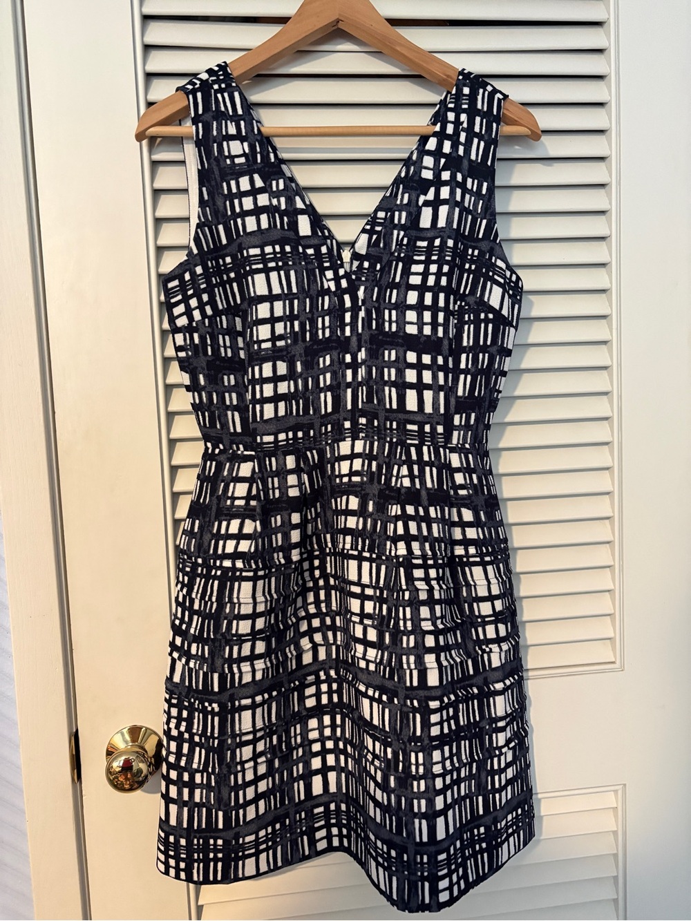 Madewell Navy and White Plaid V-Neck Mini Dress
